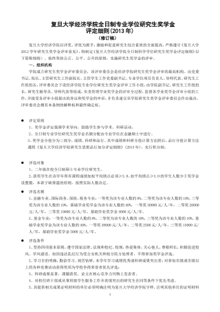 复旦大学经济学院全日制专业学位研究生奖学金