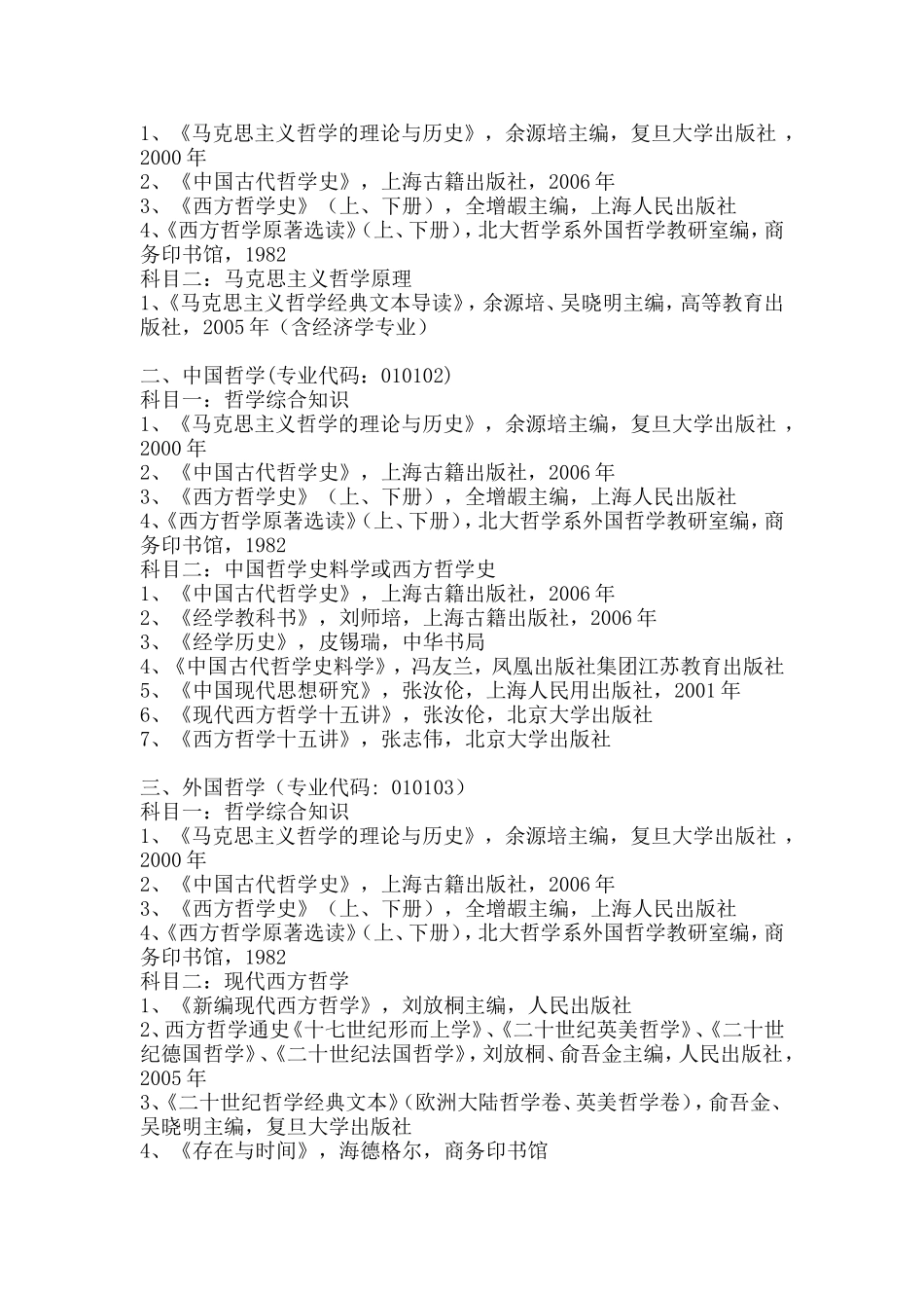 复旦哲学考研参考书籍_第1页