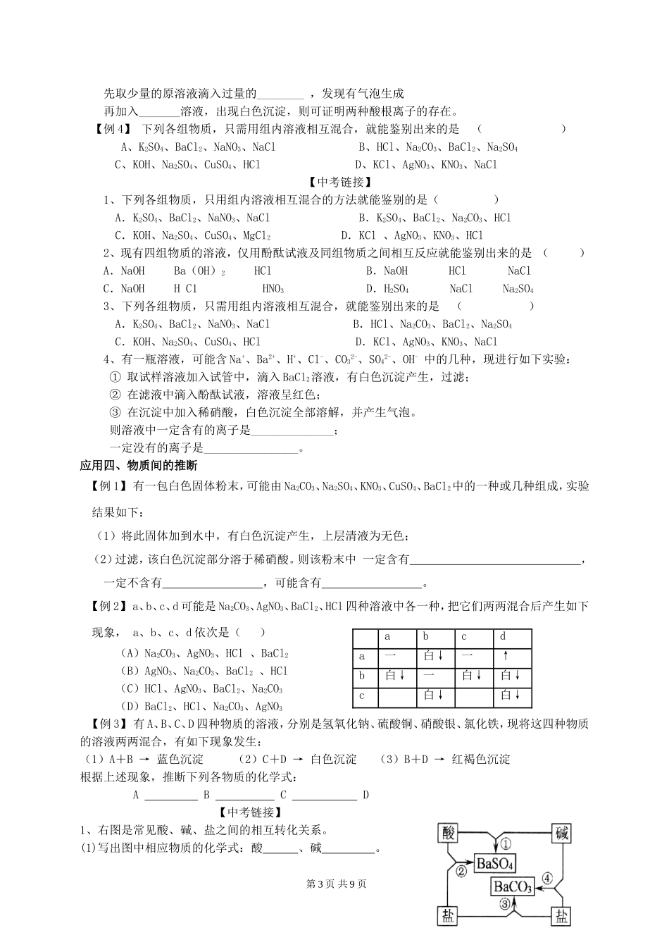 复分解反应发生的条件及其应用_第3页