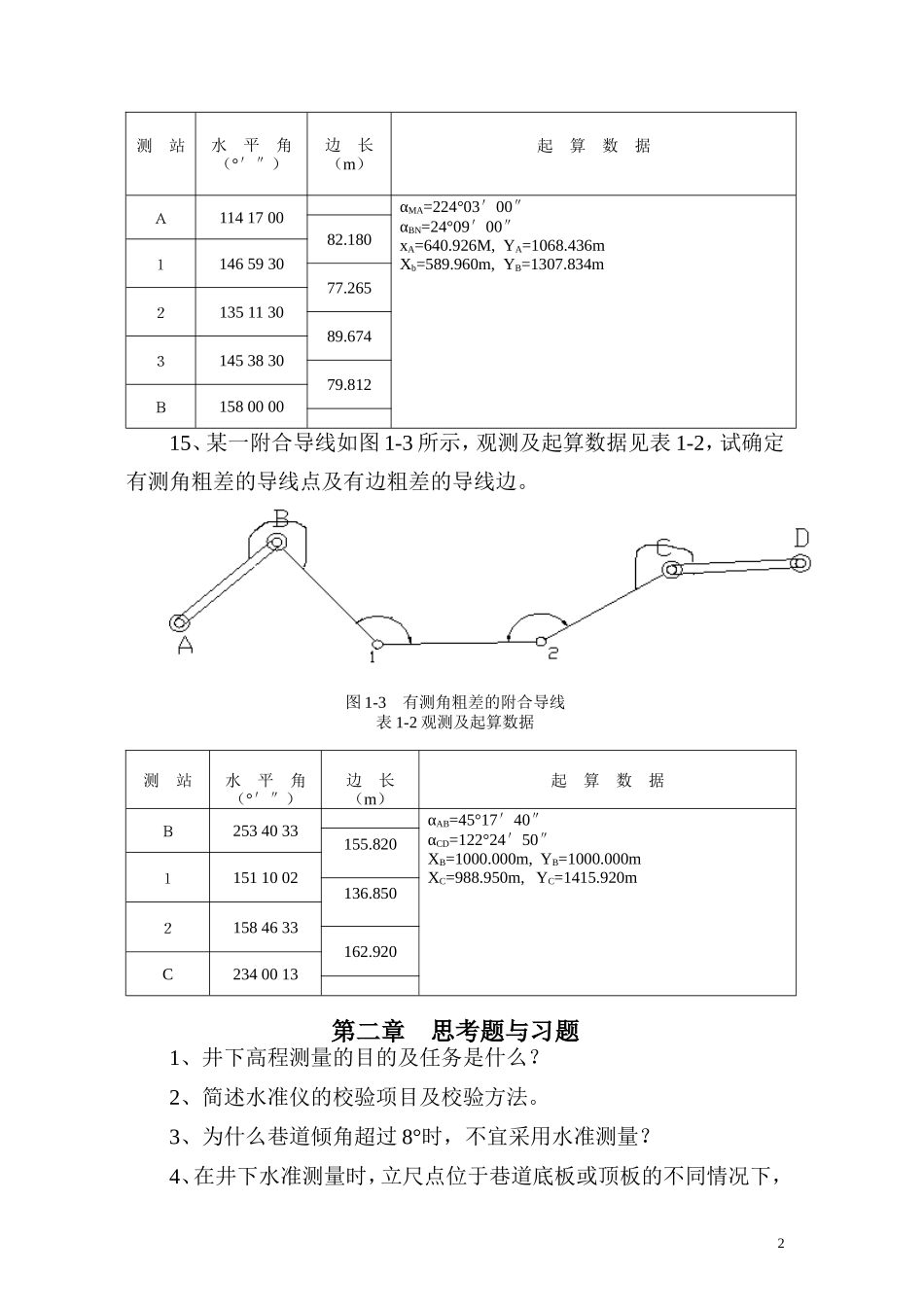 地下工程测量思考题与习题_第2页