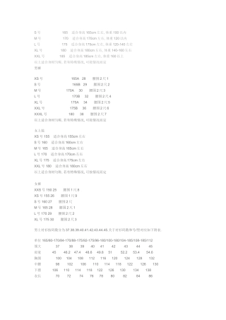国际标准鞋尺码表