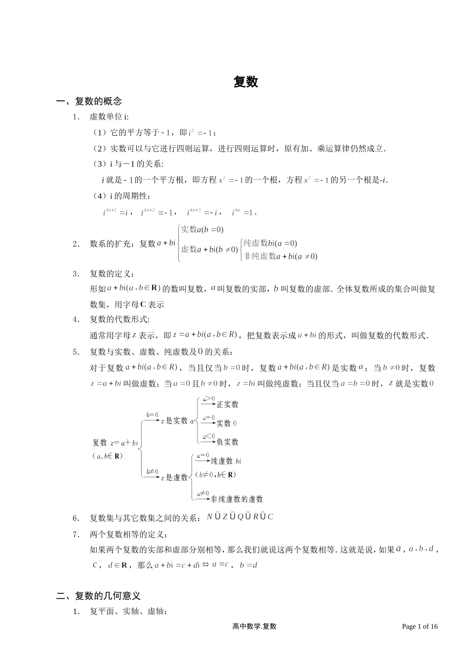 复数讲义(绝对经典)_第1页