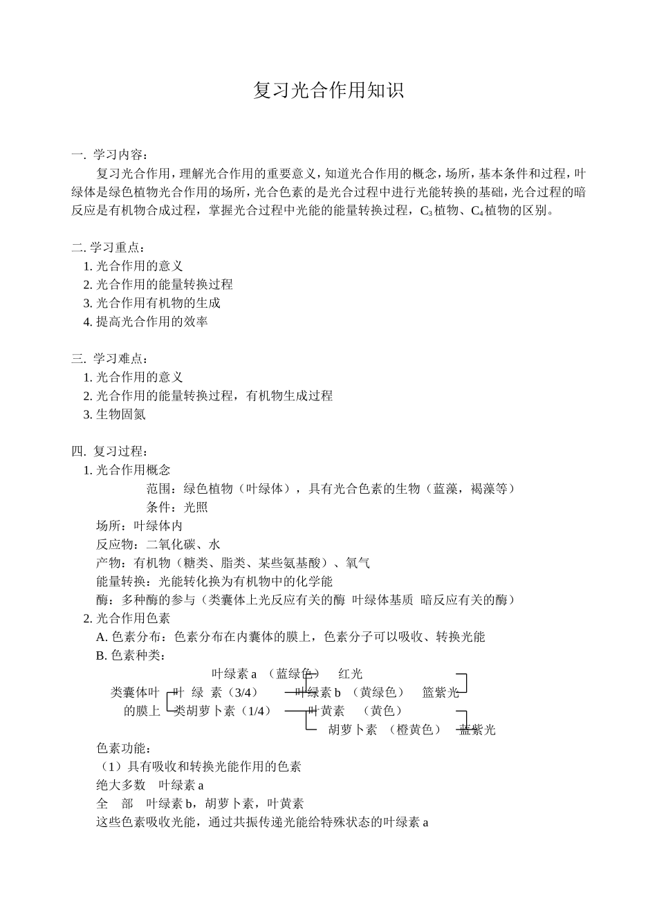 复习光合作用知识_第1页