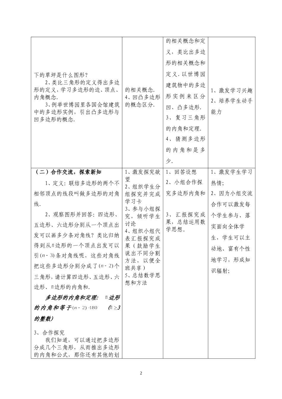 多边形内角和教学设计_第2页