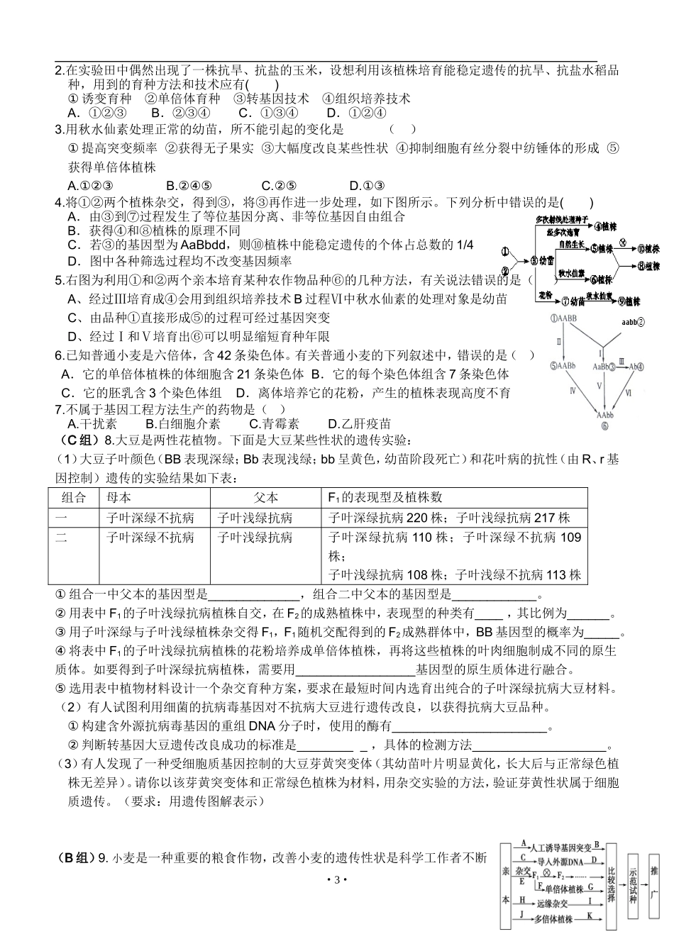 复习学案：育种学案_第3页