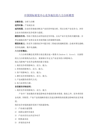 国际会展中心竞争六力分析模型