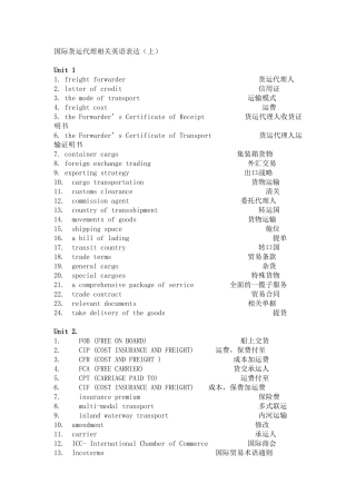 国际货运代理常用英语