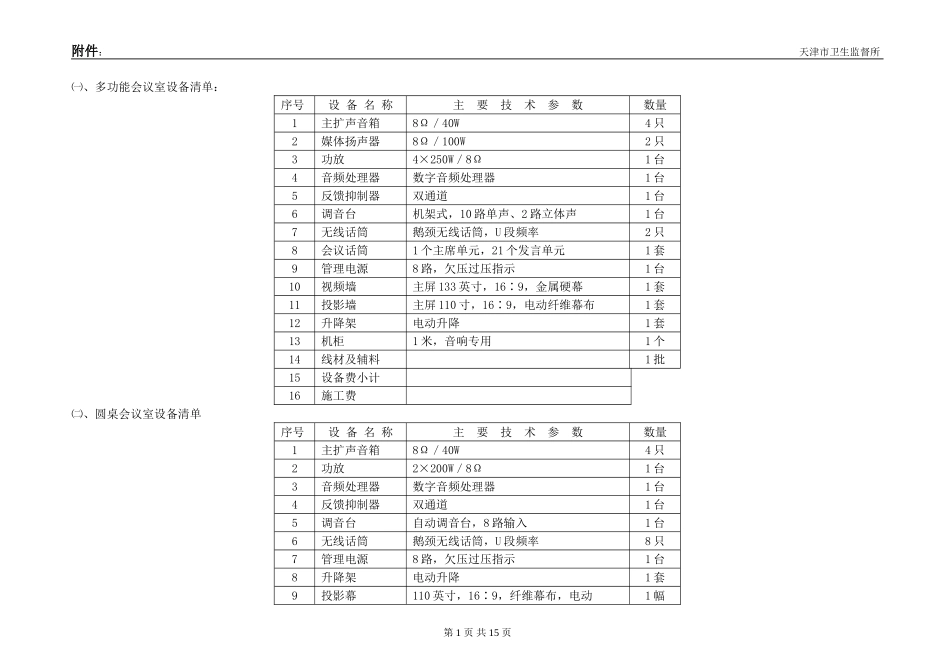 多功能会议室设备清单_第1页