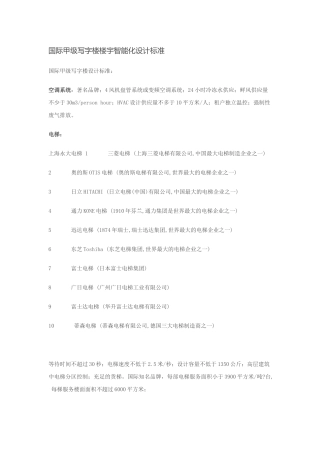 国际甲级写字楼楼宇智能化设计标准(同名6170)