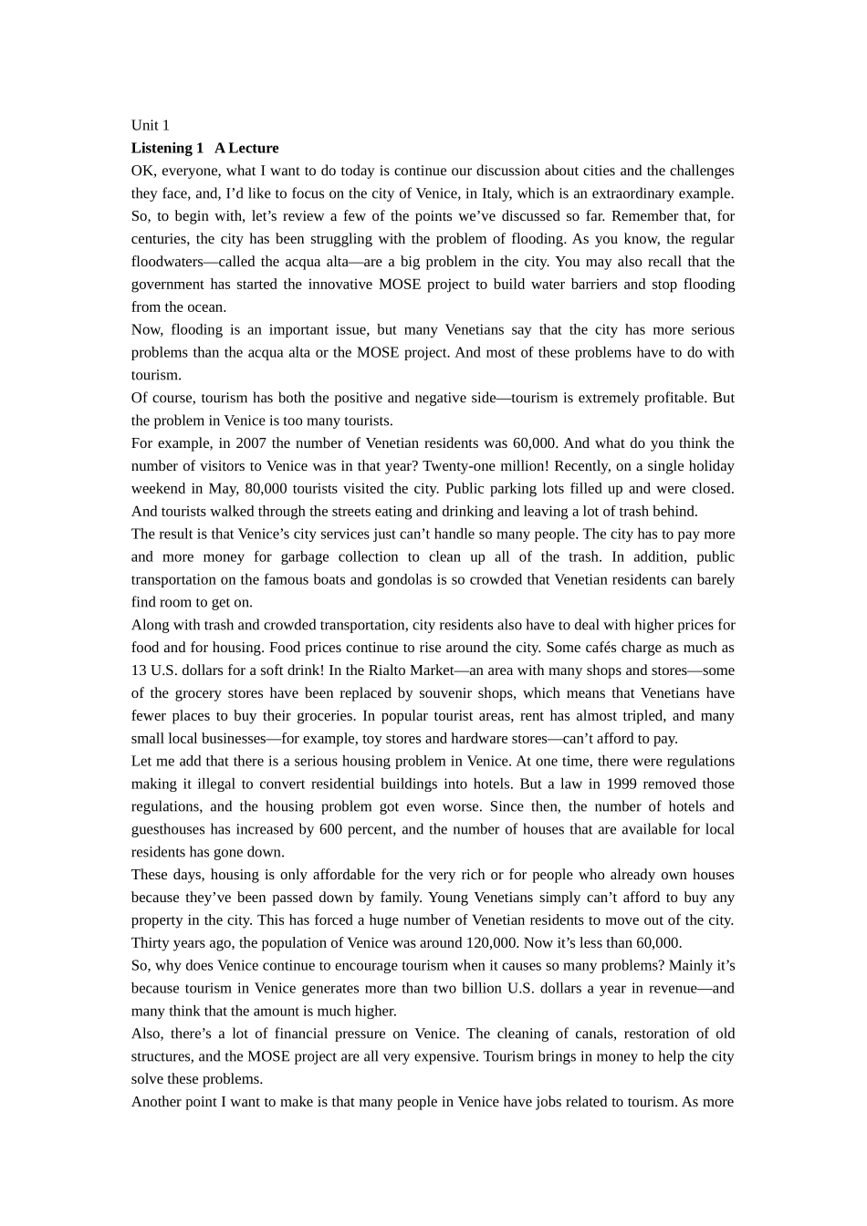 国际交流英语视听说4听力原文加翻译U1-U8_第1页