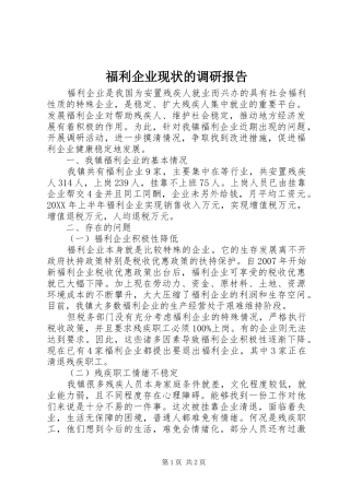 2024年福利企业现状的调研报告