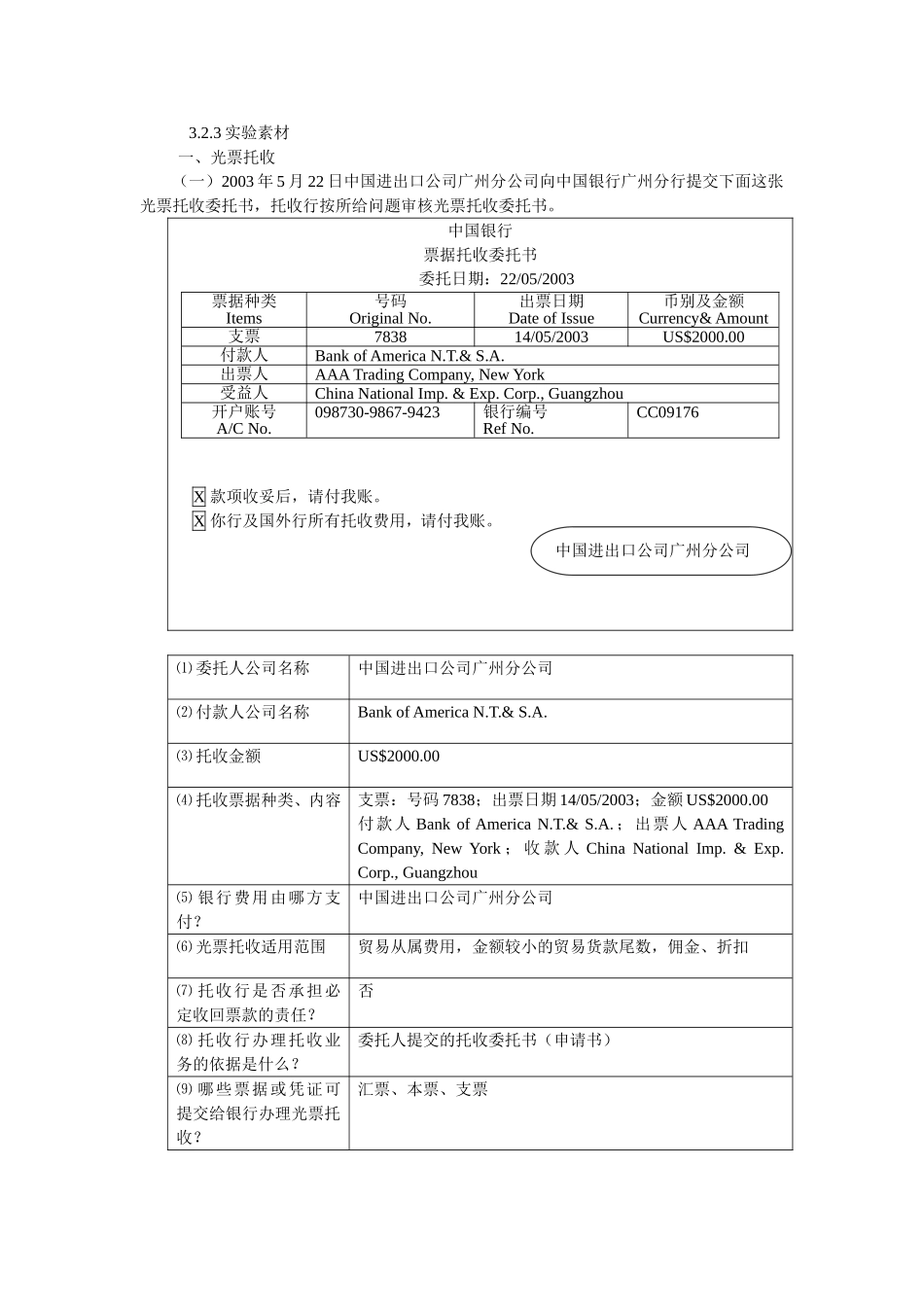 国际结算实验-托收实验参考答案_第2页