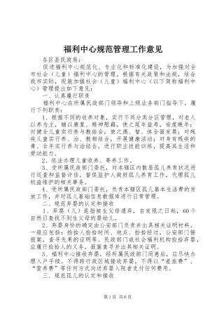 2024年福利中心规范管理工作意见