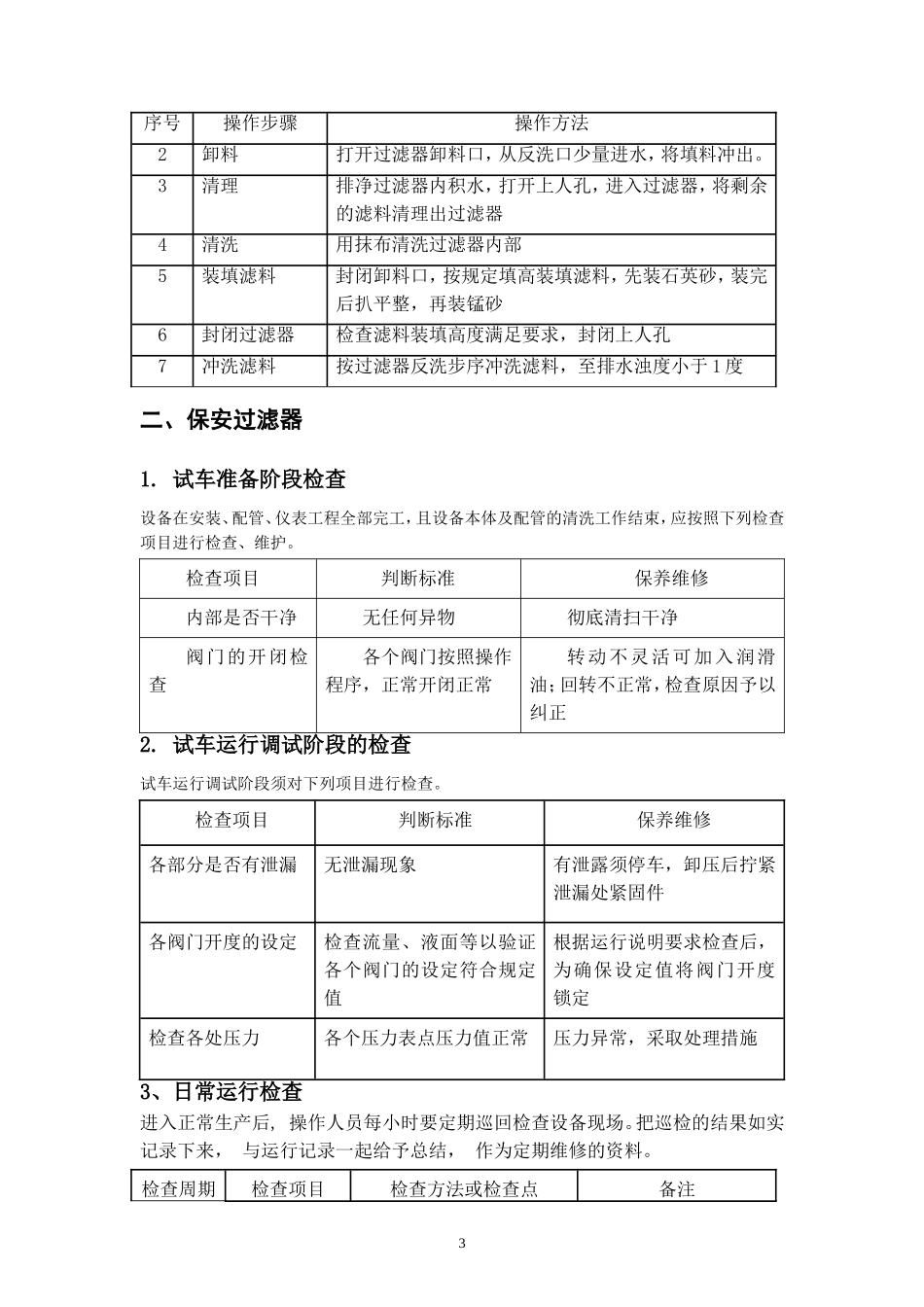 多介质过滤器、超滤、保安过滤器、反渗透日常运行检查和维护保养_第3页