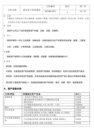 固定资产管理规范