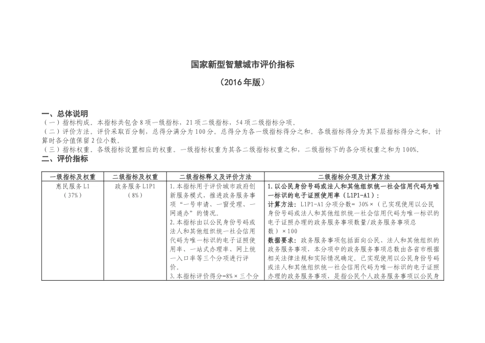 国家新型智慧城市评价指标(2016版)_第1页