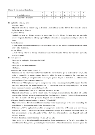 国际贸易实务英文版第二版课后习题答案