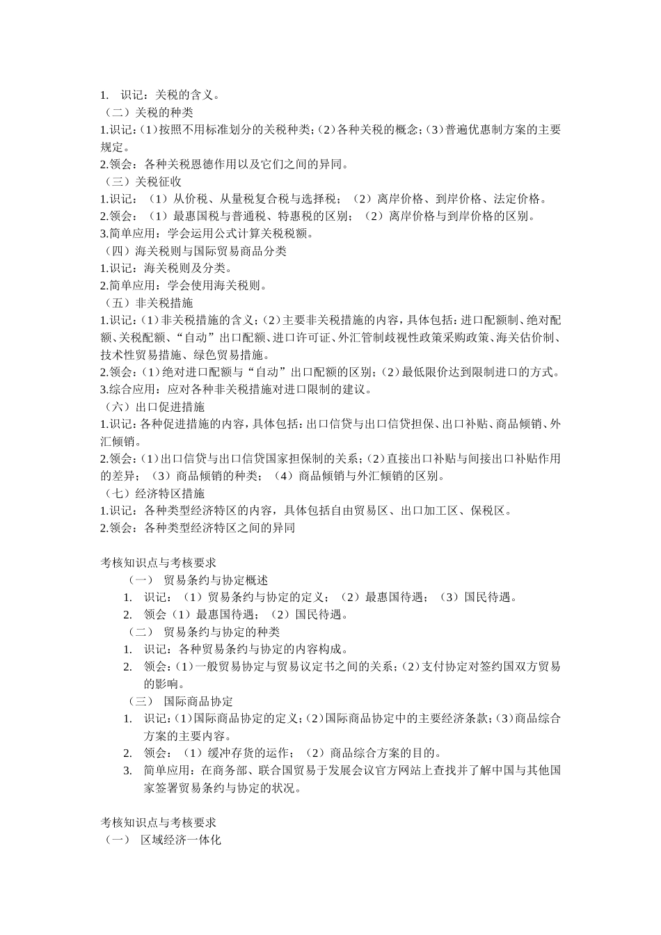 国际贸易实务与理论考核知识点与考核要求_第2页