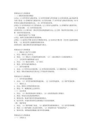 国际贸易实务与理论考核知识点与考核要求