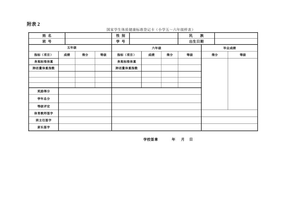国家学生体质健康标准登记卡_第2页