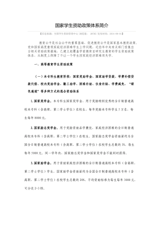 国家学生资助政策体系简介