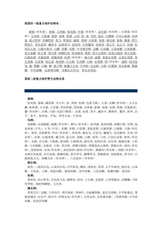 国家一、二级保护动物和一、二、三级保护植物名录