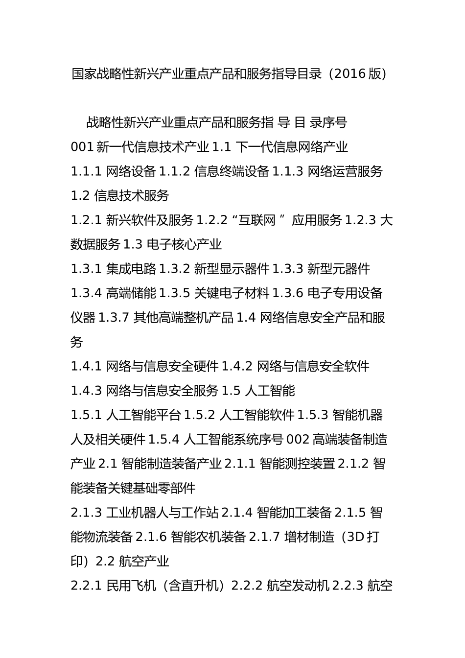 国家战略性新兴产业重点产品和服务指导目录(2016版)_第1页