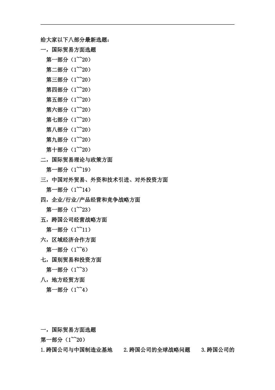 国际贸易最新论文选题大全_第1页