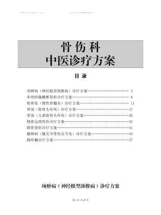 国家中医药管理局骨伤科诊疗方案