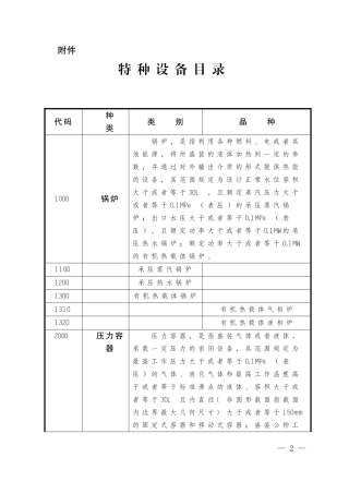 国家最新特种设备目录