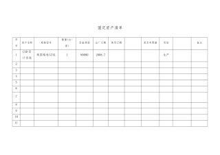 固定资产清单