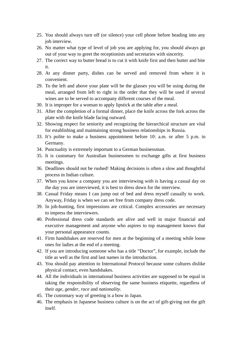 国际商务礼仪学生复习题_第2页