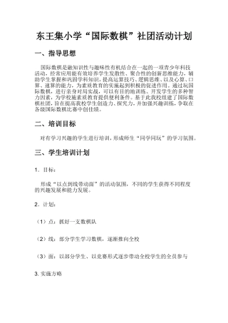 国际数棋兴趣小组活动计划