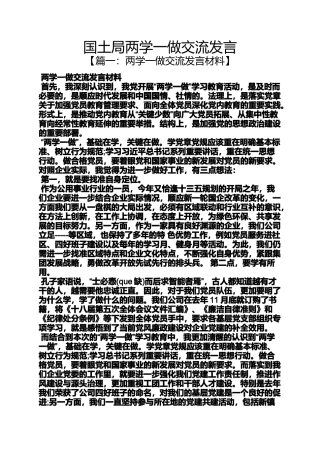 国土局两学一做交流发言