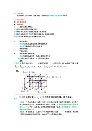 固体物理知识点总结