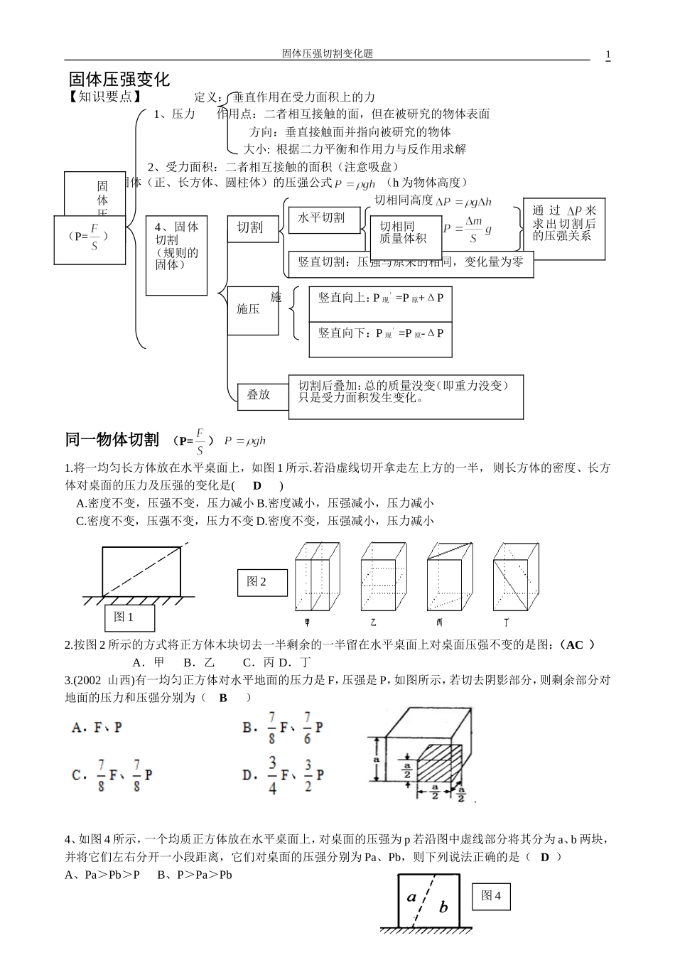 固体压强切割变化题王春民_第1页