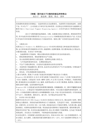 国外高分子分散剂的新品种和特点
