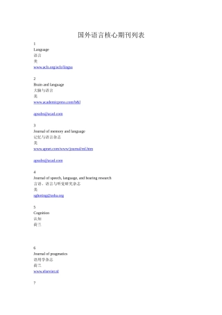 国外语言核心期刊列表