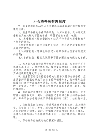 2024年不合格兽药管理制度