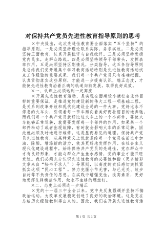 2024年对保持共产党员先进性教育指导原则的思考