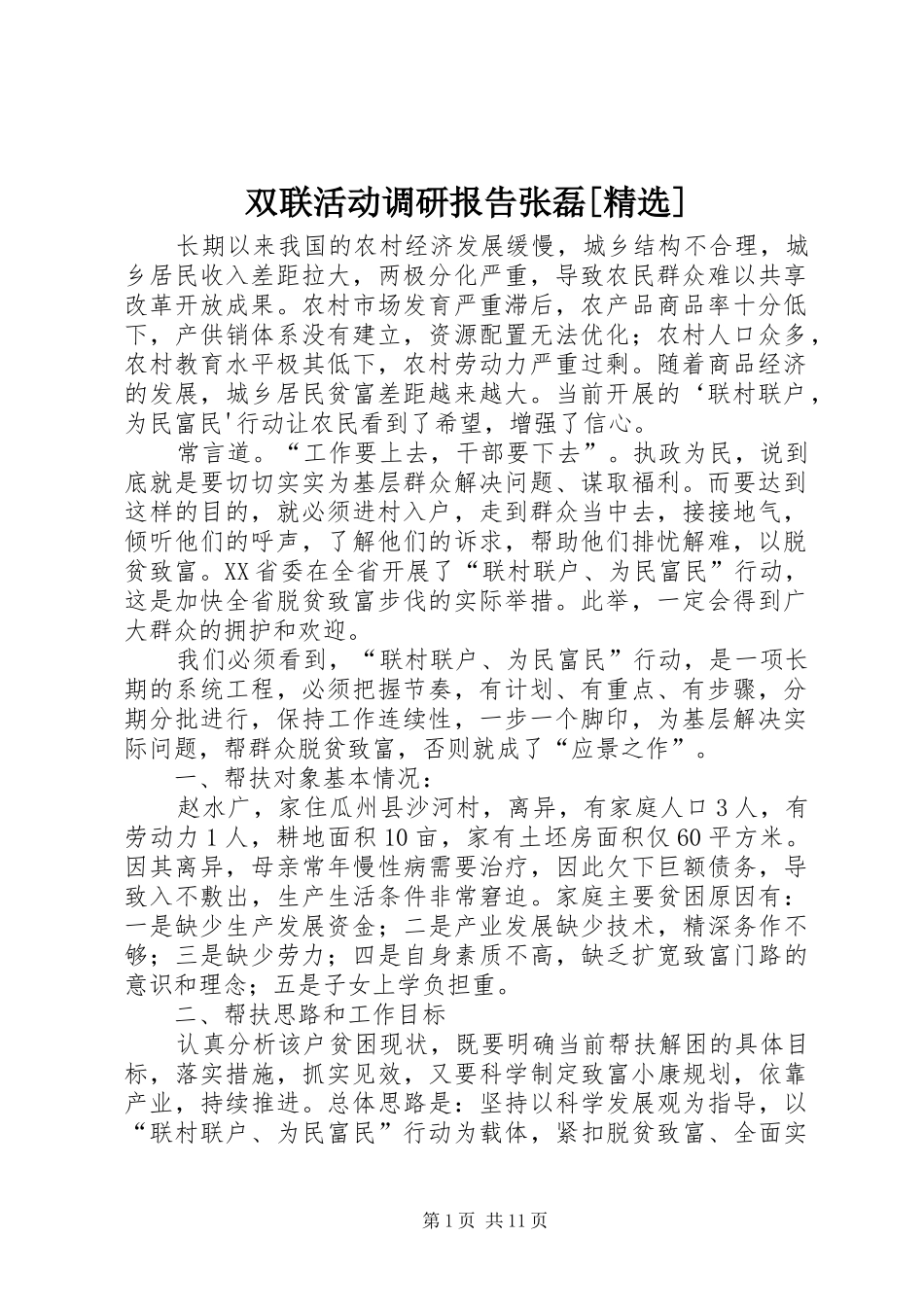 2024年双联活动调研报告张磊_第1页