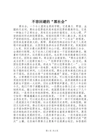 2024年不容回避的黑社会