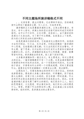 2024年不同主题场所演讲稿格式不同