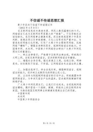 2024年不信谣不传谣思想汇报