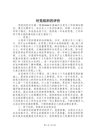 2024年对党组织的评价