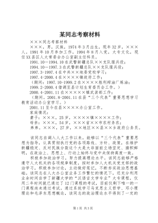 2024年同志考察材料新版