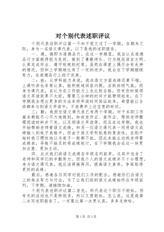 2024年对个别代表述职评议