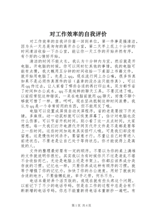 2024年对工作效率的自我评价
