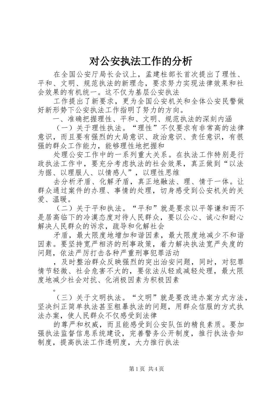 2024年对公安执法工作的分析_第1页
