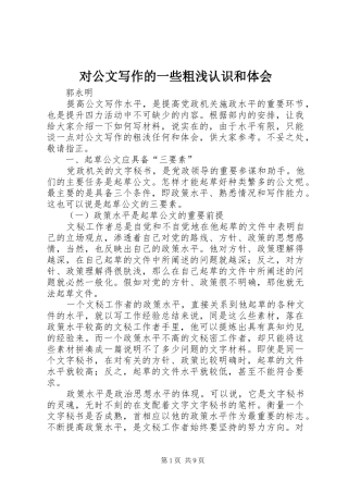 2024年对公文写作的一些粗浅认识和体会